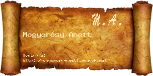 Mogyorósy Anett névjegykártya